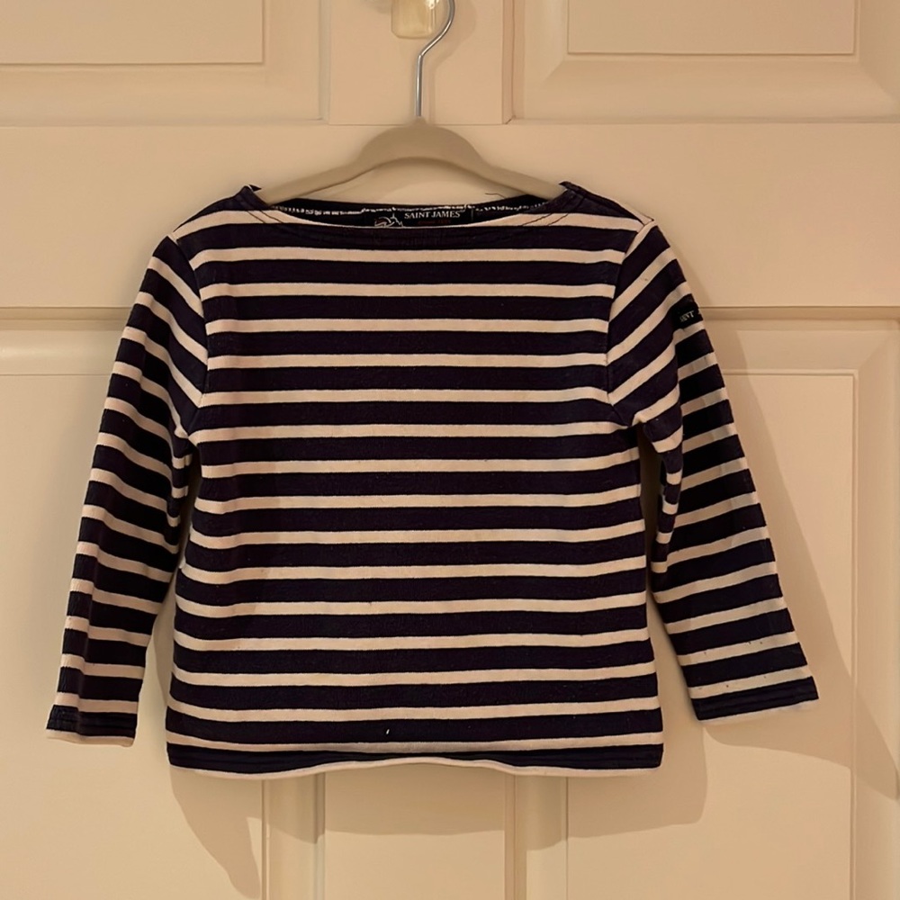 Saint James long sleeved t-shirt in navy and beige (it’s not white)